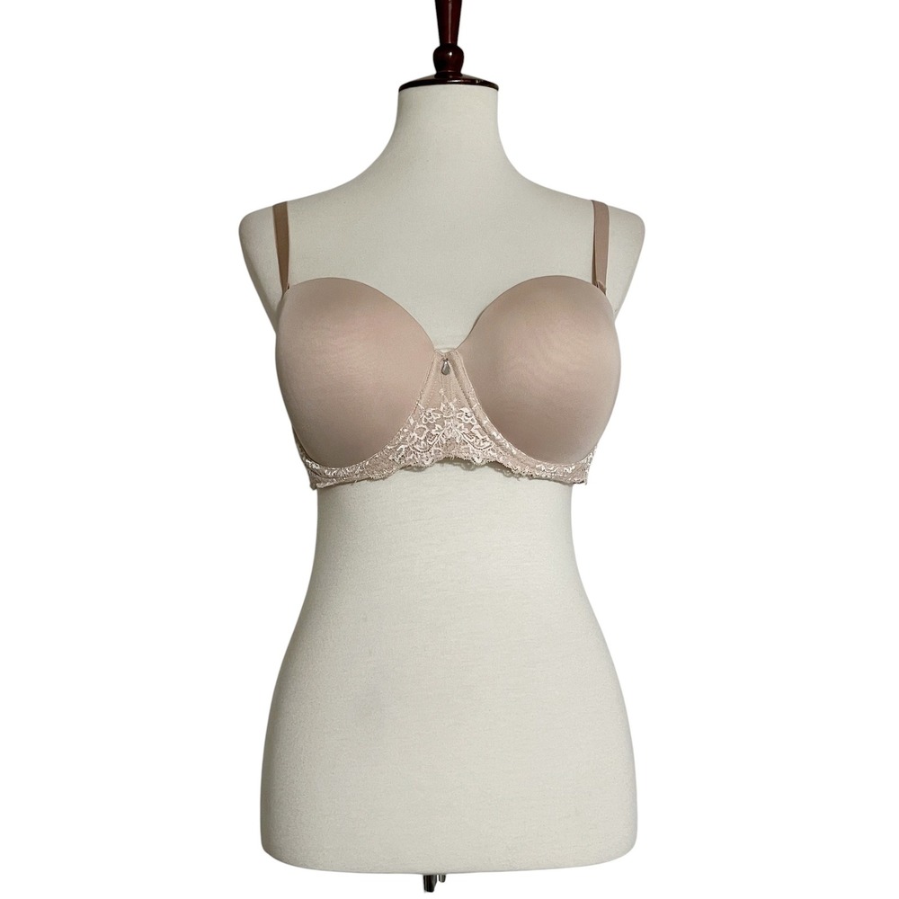 Torrid 38D Nude‎ Beige Lace Trim Push-Up Multi-Way Convertible Straps Bra 120684